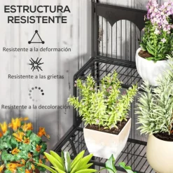 Växtställ - Hörnblomhylla - 3 Våningar - Stegformad - För Blomkrukor Inomhus - Svart Växtställ
