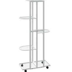 Discount Växtställ - Living Växtställ på hjul 5 hyllor 44x23x100 cm svart järn Växtställ