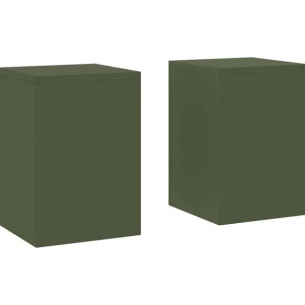 Växtställ 2 pcs Olivgrön 24 x 24 x 35 cm Stål Växtställ