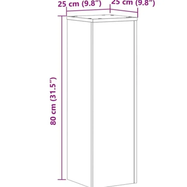 New Växtställ 2 st betonggrå konstruerat trä | Storlek: 25x25x80 cm Växtställ