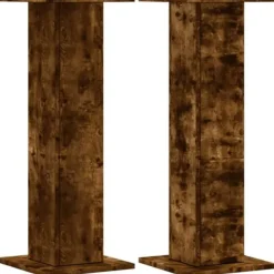 Växtställ 2 st rökfärgad ek i konstruerat trä - Stabilt och hållbart | Storlek: 30x30x80 cm