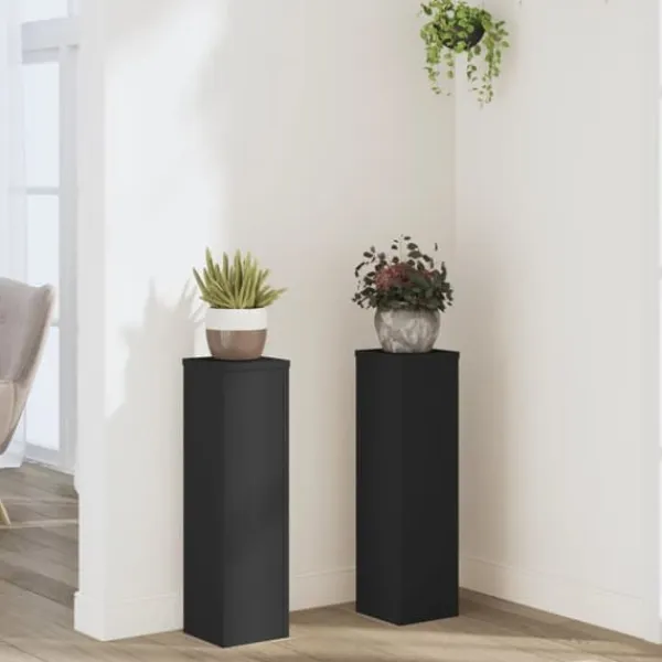vidaXL Växtställ 2 st svart 17x17x60 cm konstruerat trä