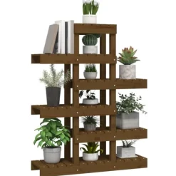 vidaXL Växtställ honungsbrunt 85x25x109,5 cm massiv furu