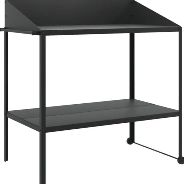 New Växtställ i galvaniserat stål - Robusta två-nivåer med hjul | Färg: Antracit | Storlek: 100x54,5x100 cm Växtställ