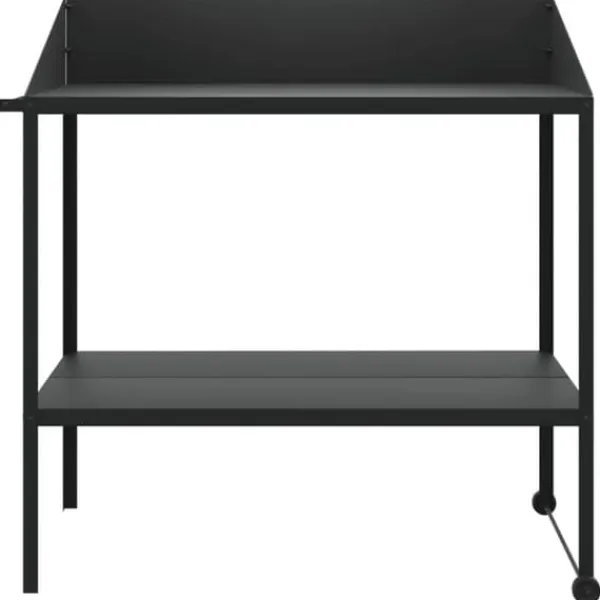 New Växtställ i galvaniserat stål - Robusta två-nivåer med hjul | Färg: Antracit | Storlek: 100x54,5x100 cm Växtställ