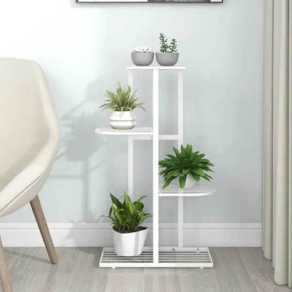 Outlet Växtställ med 4 hyllor 43x22x76 cm vit metall - Växtställ - Växt Ställ - Home & Living Växtställ