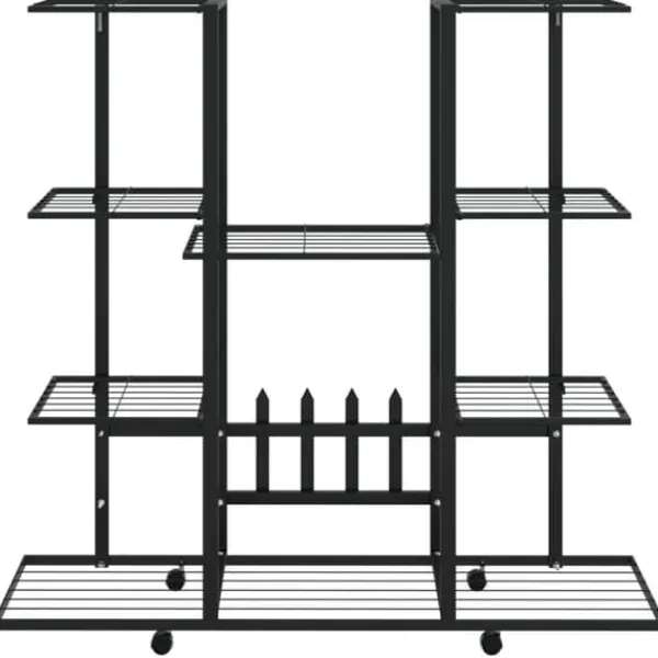 Discount Växtställ på hjul 94,5x24,5x91,5 cm svart järn - Blomställ - Växtställ - Home & Living Växtställ