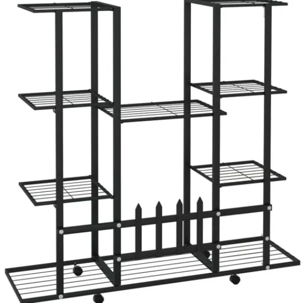 Discount Växtställ på hjul 94,5x24,5x91,5 cm svart järn - Blomställ - Växtställ - Home & Living Växtställ