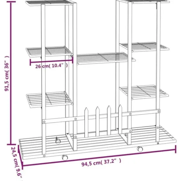 Discount Växtställ på hjul 94,5x24,5x91,5 cm svart järn - Blomställ - Växtställ - Home & Living Växtställ