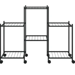 vidaXL Växtställ på hjul 83x25x63,5 cm svart järn