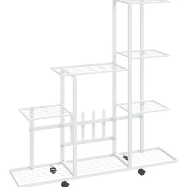 Outlet Växtställ på hjul 94,5x25x92,5 cm vit metall Växtställ