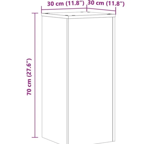 Hot Växtställ 2-pack av konstruerat trä - Perfekt för inomhusbruk | Storlek: 30x30x70 cm | Färg: Åldrat trä Växtställ