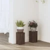 Clearance Växtställ 2-pack i konstruerat trä - Stabilt och stilrent | Färg: Brun | Storlek: 10x10x18 cm Växtställ