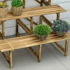 New Växttrappa 3 steg gran 100x80x78 cm för trädgård balkong terrass Växtställ