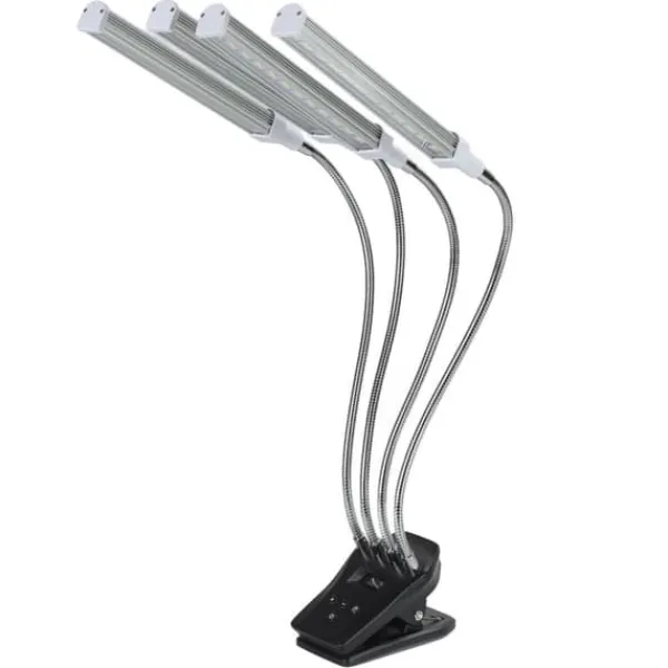 Best 96W LED Grow Lamp LCD Display 4 Head 360° Justerbar Silver Plant Grow Light för växthus 100‑240VUK Plugg Kit För Växt- & Örtplantering