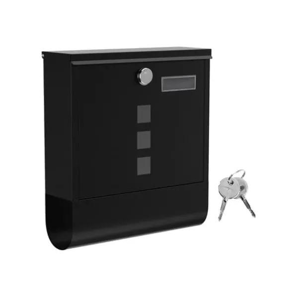 Discount Wall Letterbox - Letterbox - med tidningsbox och typskylt - med lås - svart Postlådor & Brevlådor