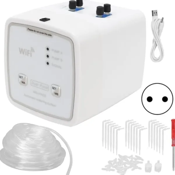 Sale WIFI Intelligent Trädgårdsbevattningstimer Droppbevattningskit Bevattningssystem 100‑240VDubbelpump EU-kontakt Bevattning