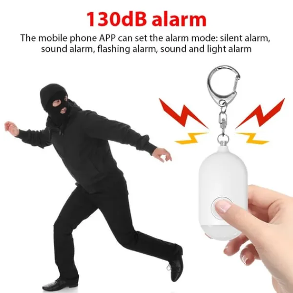 WiFi Personligt Säkerhetslarm med Fjärrnotifikation, 130dB Hög Siren och LED-Lampa