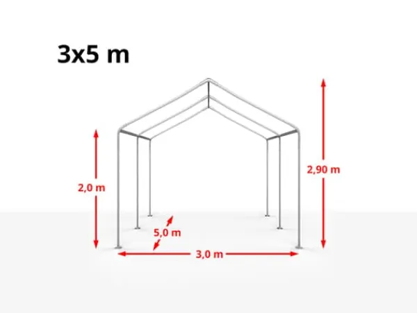 3x5 m partytält TOOLPORT marquee PE 350 N vit